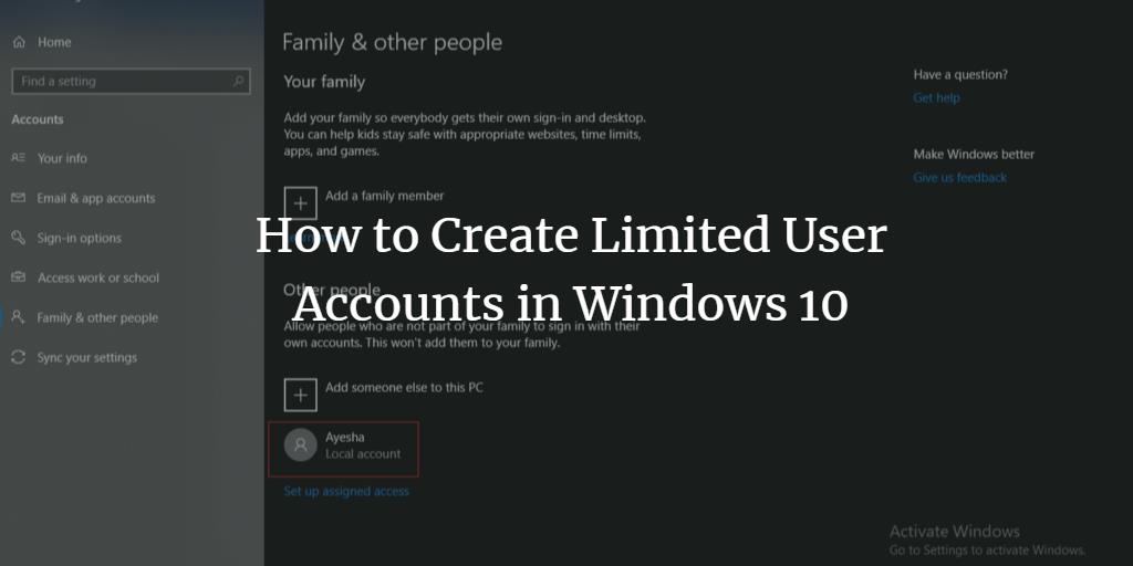 How to add a limited user account in Windows