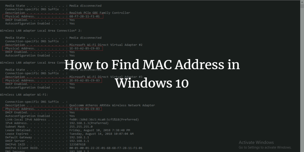 Mac address windows 10