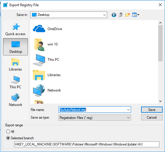 Save Windows Registry Export
