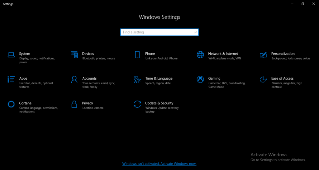 Open Windows Settings