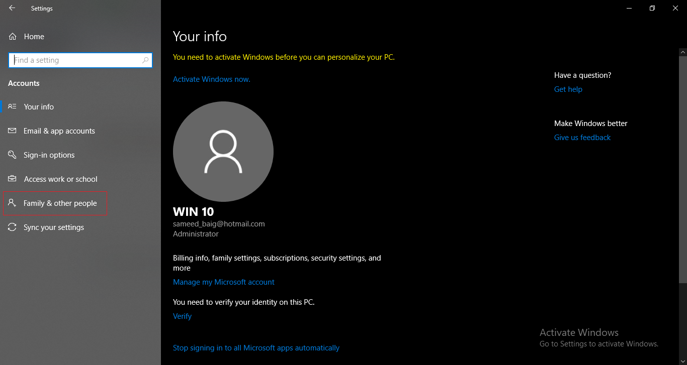 Need verification. Home settings. You need to verify your account. Find info. Picture this app