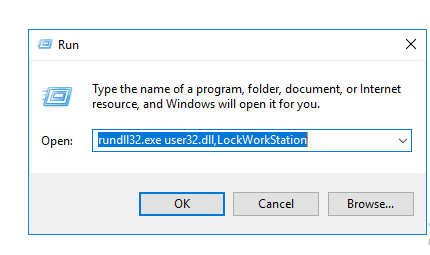 Lock desktop from run prompt