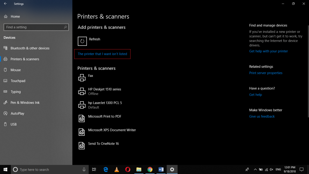 The printer that I want is not listed