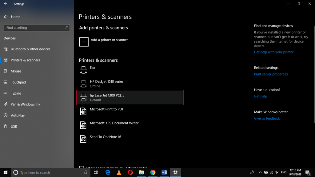 how to print test page windows 10