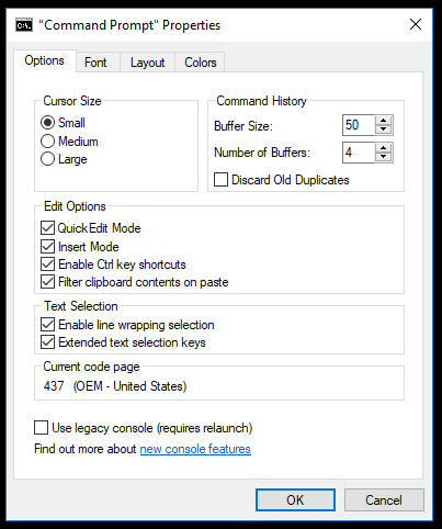 Command Prompt Properties