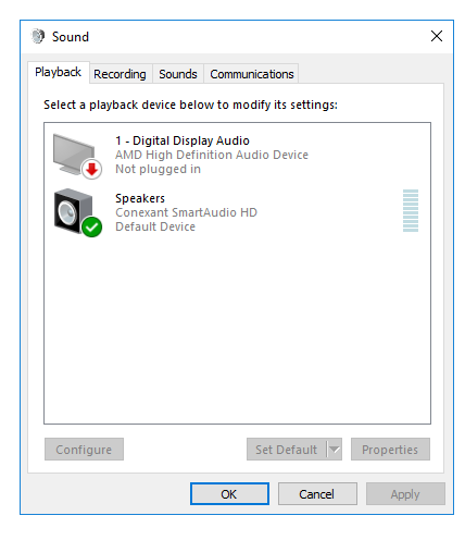 Windows 10 Sound settings
