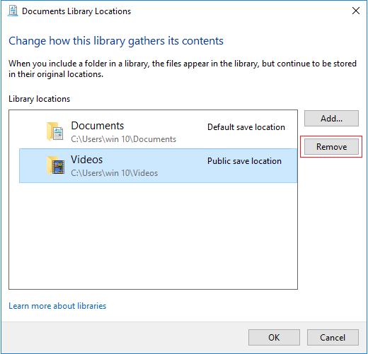 Remove folder from library