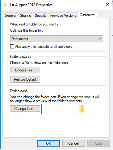 Customize tab > Change Icon
