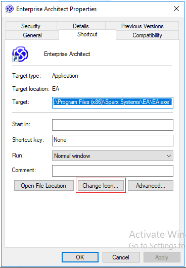 Shortcut properties