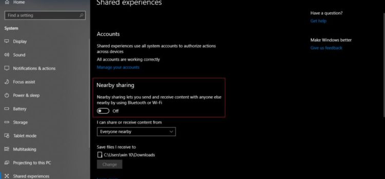 How to Disable the Nearby Sharing in Windows 10 How to Disable the Nearby Sharing in Windows 10