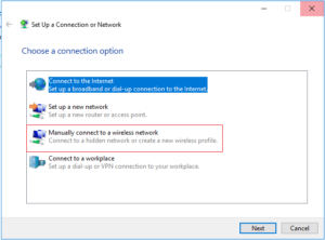 Set up a Connection or Network window