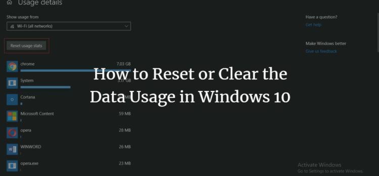 How to Reset or Clear the Data Usage in Windows 10 How to Reset or Clear the Data Usage in Windows 10