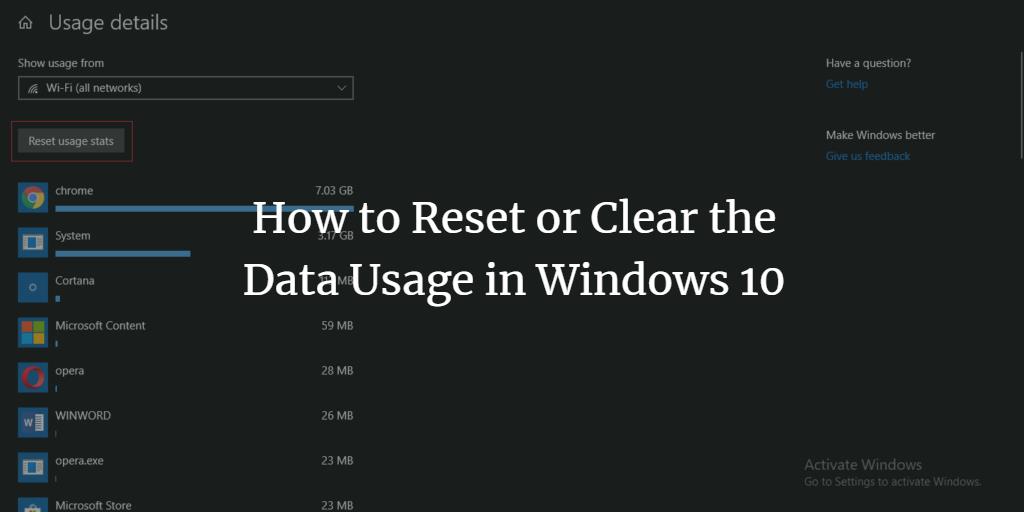 Reset Network Usage stats