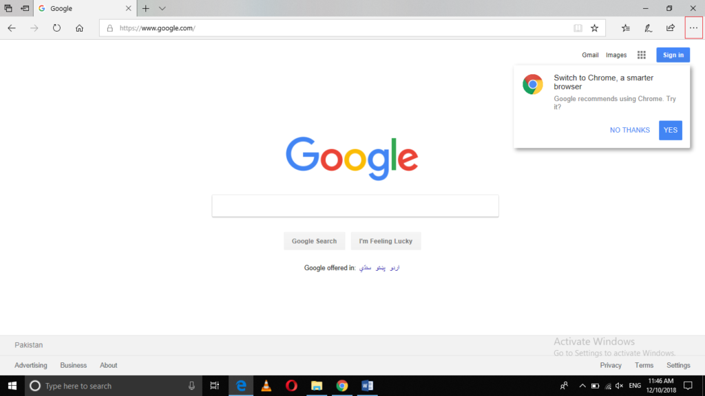 Open Google search engine website