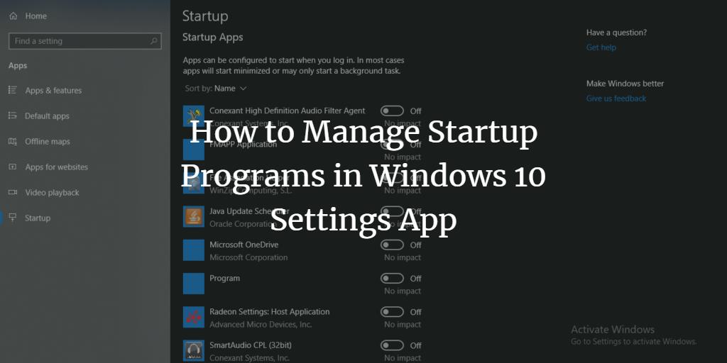 How To Manage Startup Programs In Windows 10 Settings App