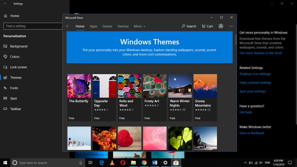 Windows Themes Store