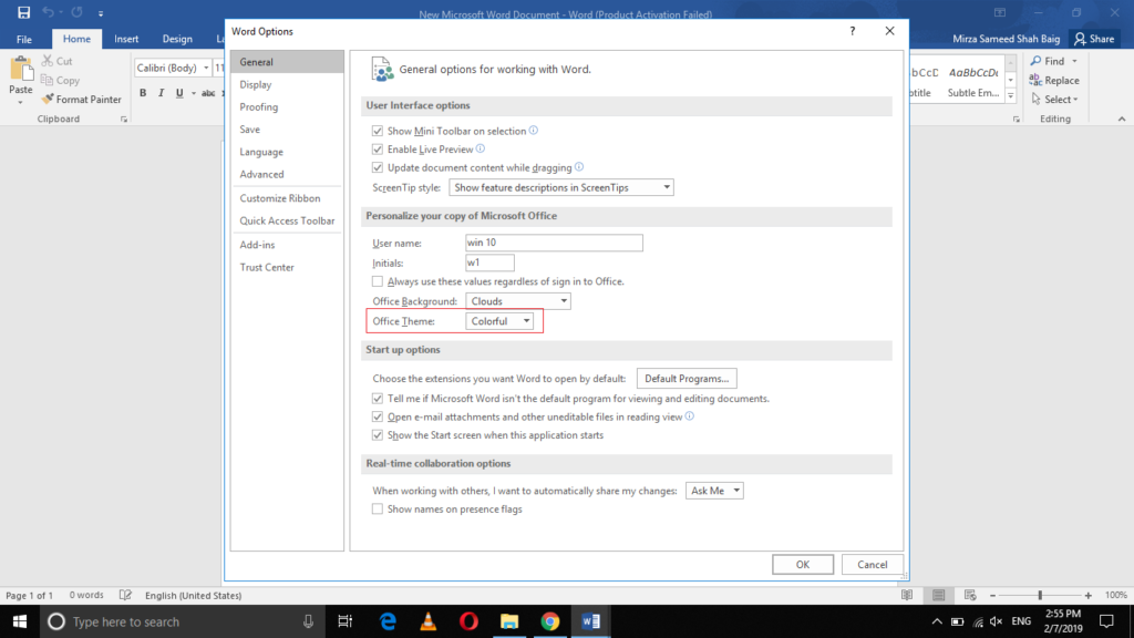 how to enable dark theme in microsoft office in windows 10 theme for microsoft word