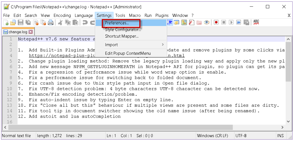 Notepad++ Preferences