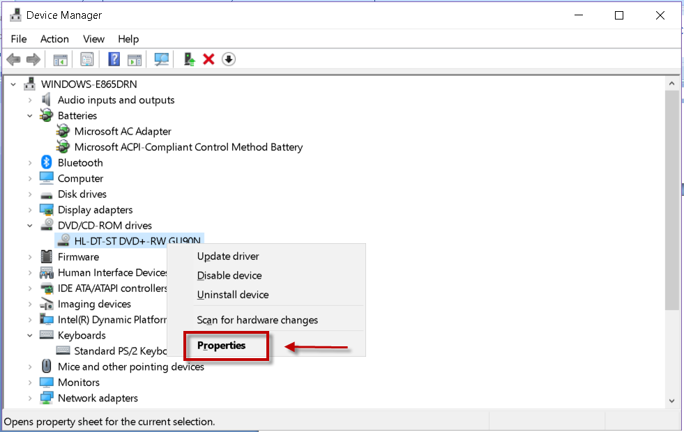 View device properties