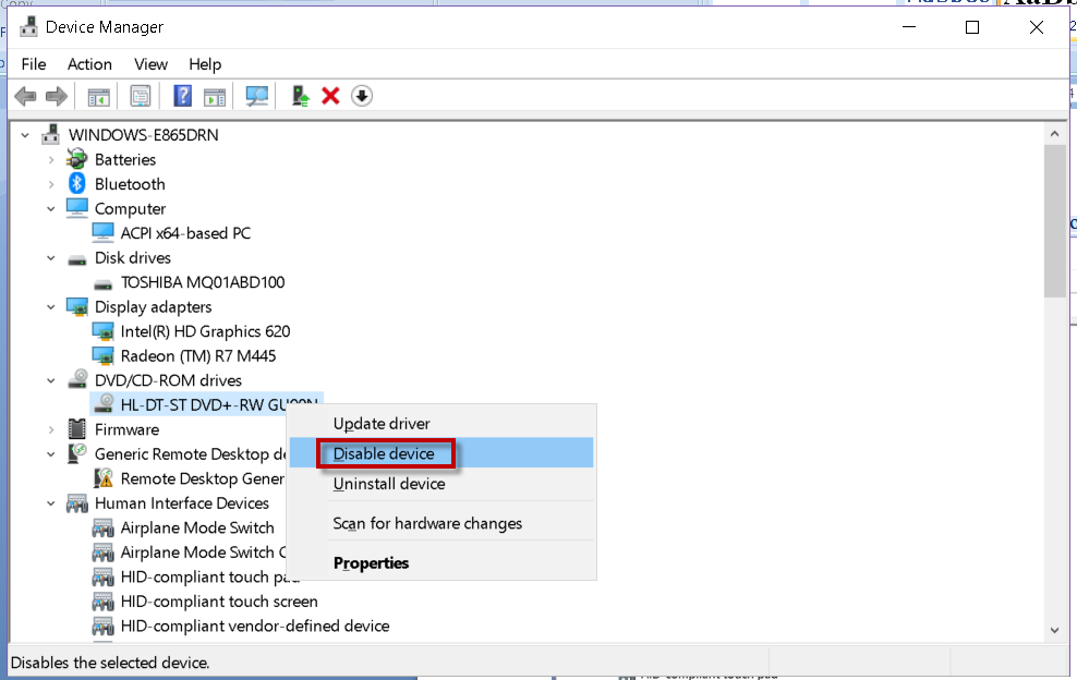 Enable or Disable devices from Device Manager