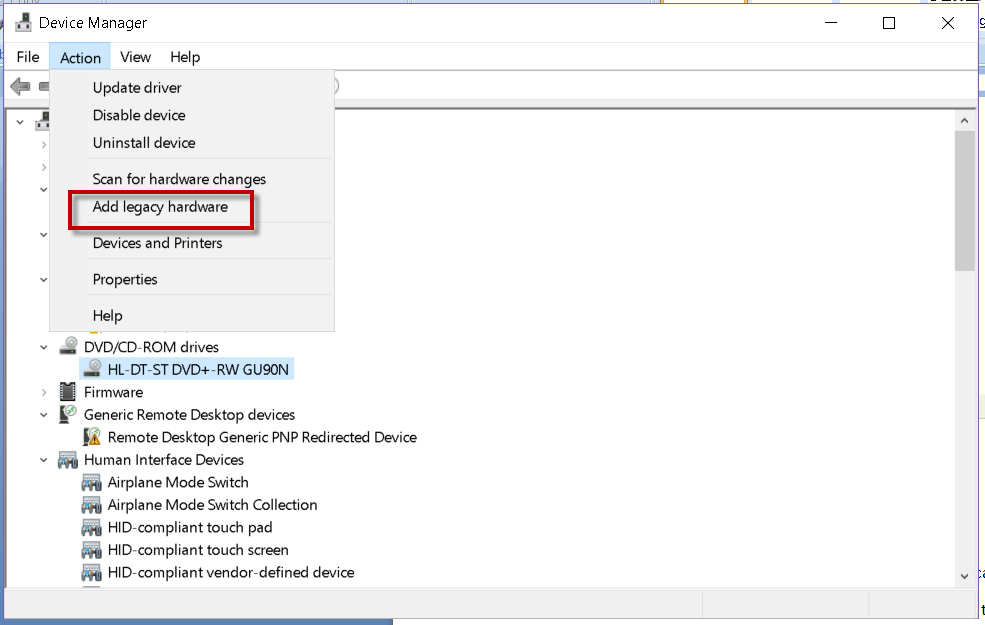 Adding Legacy hardware