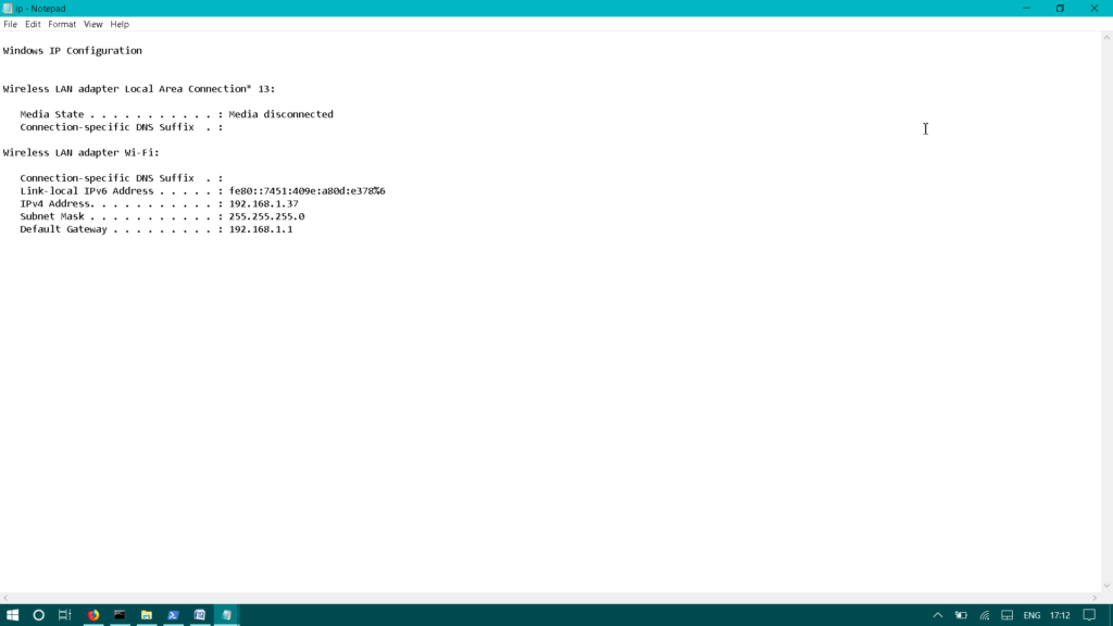 Save output of ipconfig command to a file