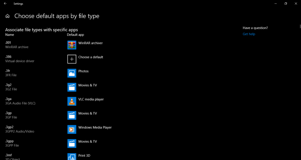 Choose app by file type