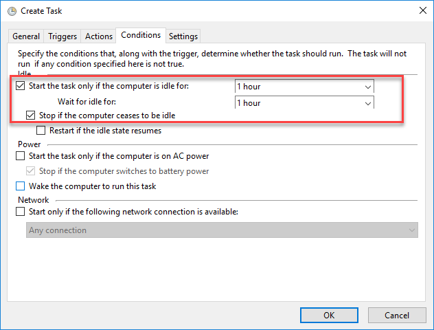 Start program conditions