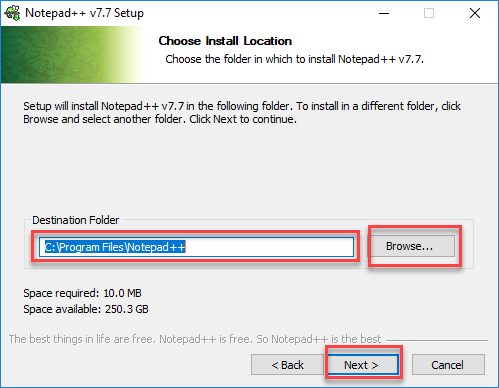 Choose install location