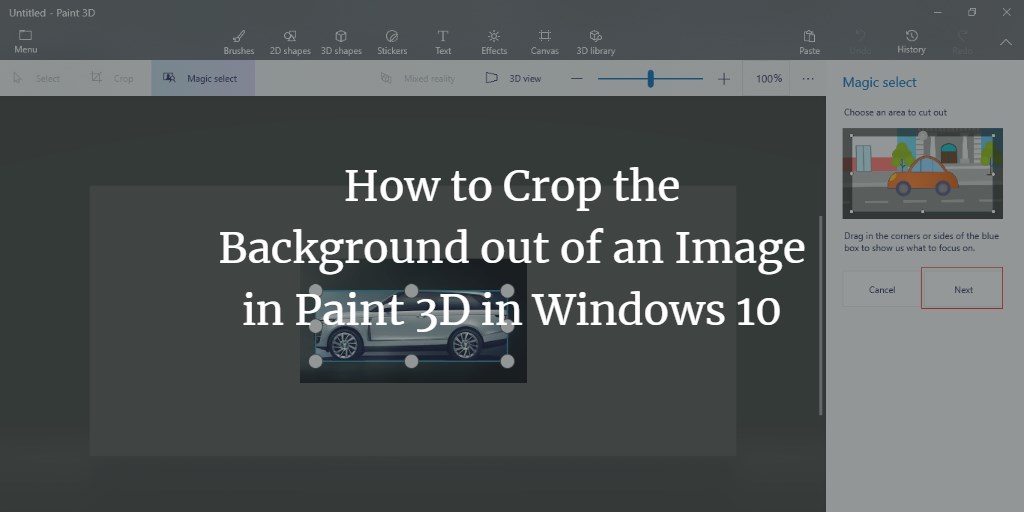 Paint3d remove image background