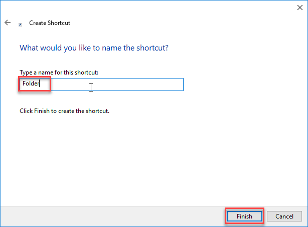 Type of Shortcut: Folder