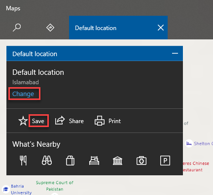 Change default location