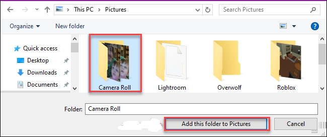 Add this folder to pictures