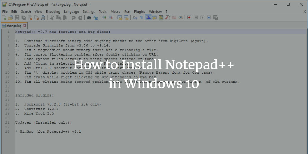 Notepad++ Windows 10