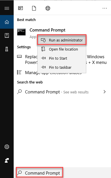 Command prompt run as administrator