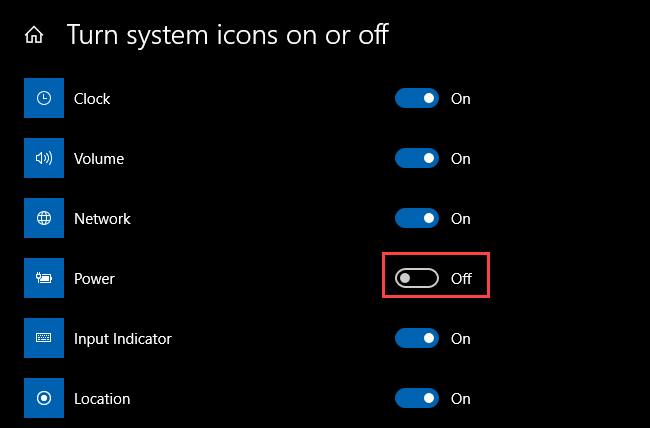 Turn System icons on