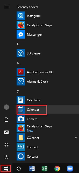 Create a Calendar shortcut