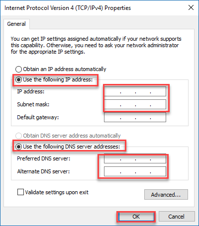 set static ip address step by step