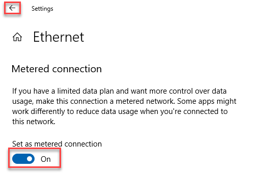 Set Ethernet as metered connection