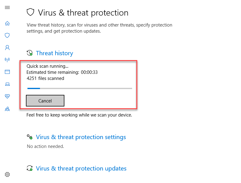 How to check whether Windows 10 has a virus