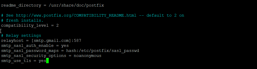 Postfix Email relay settings