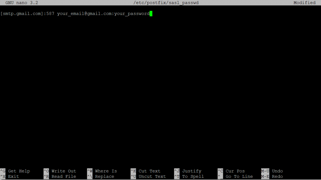 Postfix Sasl password file