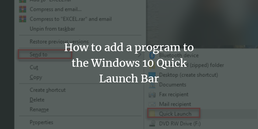 Quick launch bar Shortcut in Windows