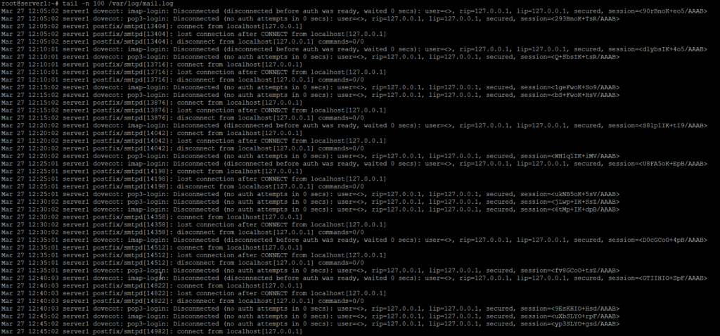 View log using tail command