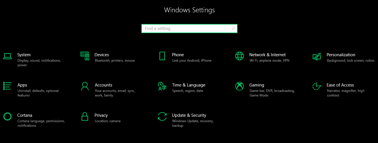 Windows Settings