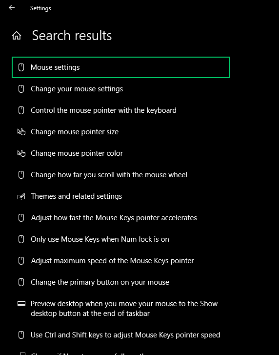 Example: Mouse settings