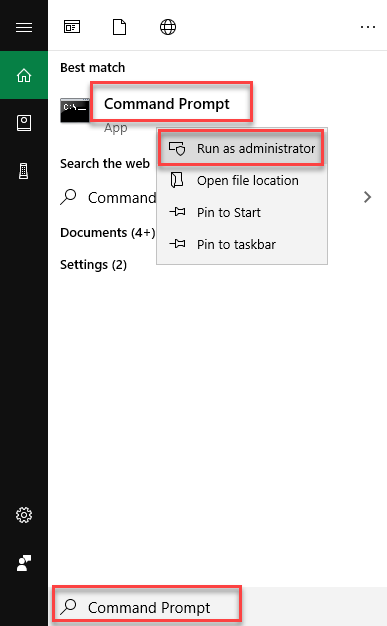 Open administrator command prompt