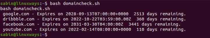 Domain check result