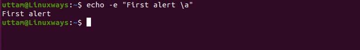 Using alert meta character on Linux shell