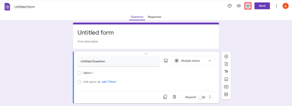 Google Forms settings
